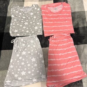 Women’s Medium Real Essentials Short Sleeve Soft Pajama Loungewear Two Piece Set